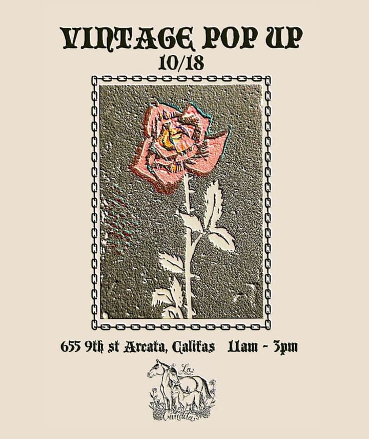 A vintage pop-up flyer in blackletter type framed with roses and chain.